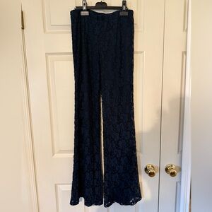 Wayf Navy Lace Wide Leg Pants